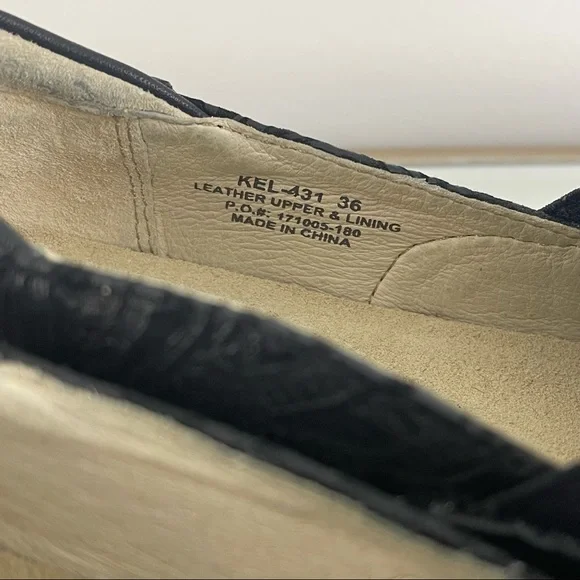 ALEGRIA Black Leather Floral Paisley Embossed Keli Professional Slip On Loafers - Picture 12 of 12